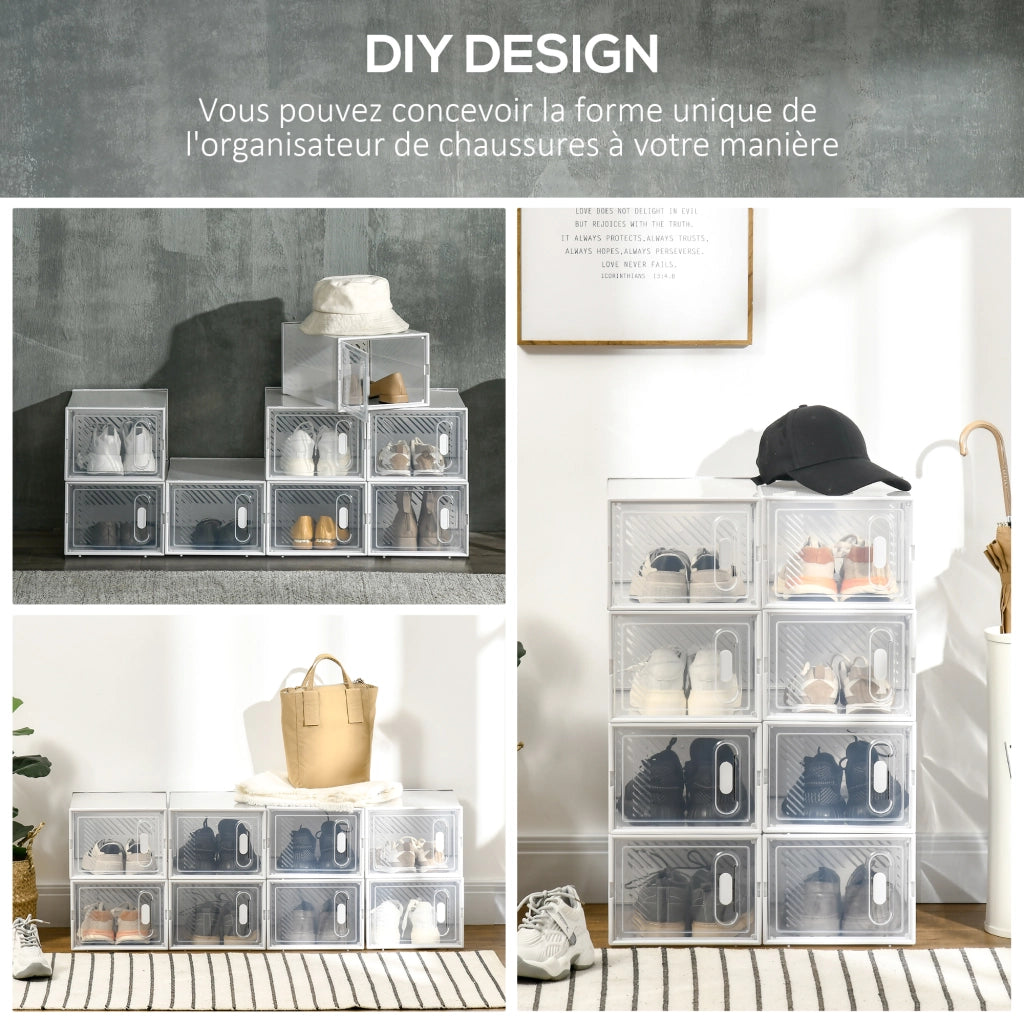 Cassettiera modulare 8 cubi con ante trasparenti per scarpe ¨C zephmum ¨C 25x35x19 cm