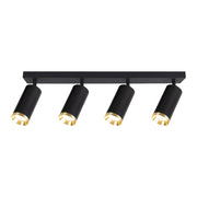 Plafoniera barra nera-oro 4 faretti GU10 Mica Milagro