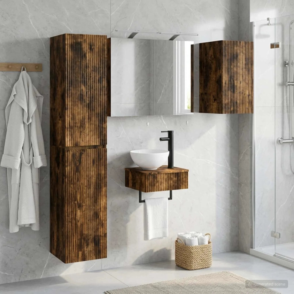 Set di mobili per il bagno 5 pcs Rovere Fumo 3407243