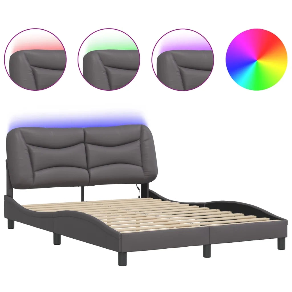 Giroletto con Luci LED Grigio 120x200 cm in Similpellecod mxl 115456