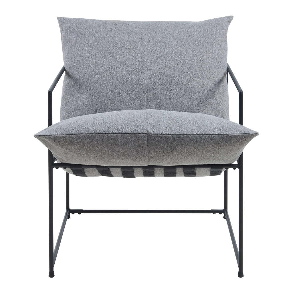 Poltrona Utsjoki con Cuscino Imbottito Sedia Relax 90 x 61 x 70 cm Nero / Grigio Scuro [en.casa]