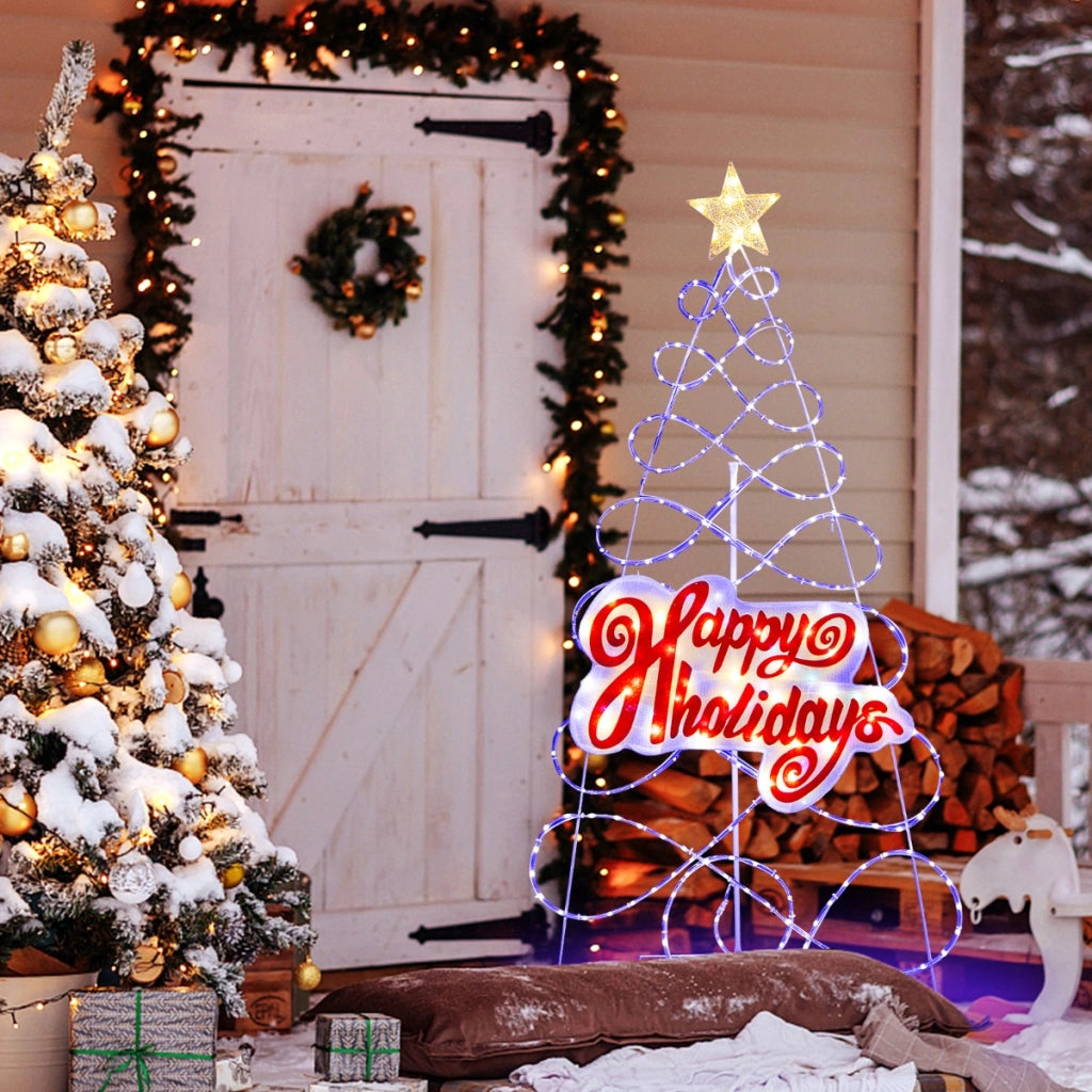 Albero di Natale colorato con 216 luci LED 6 modalit¨¤ di illuminazione, Decorazioni di Natale da 170cm-Alberi di Natale