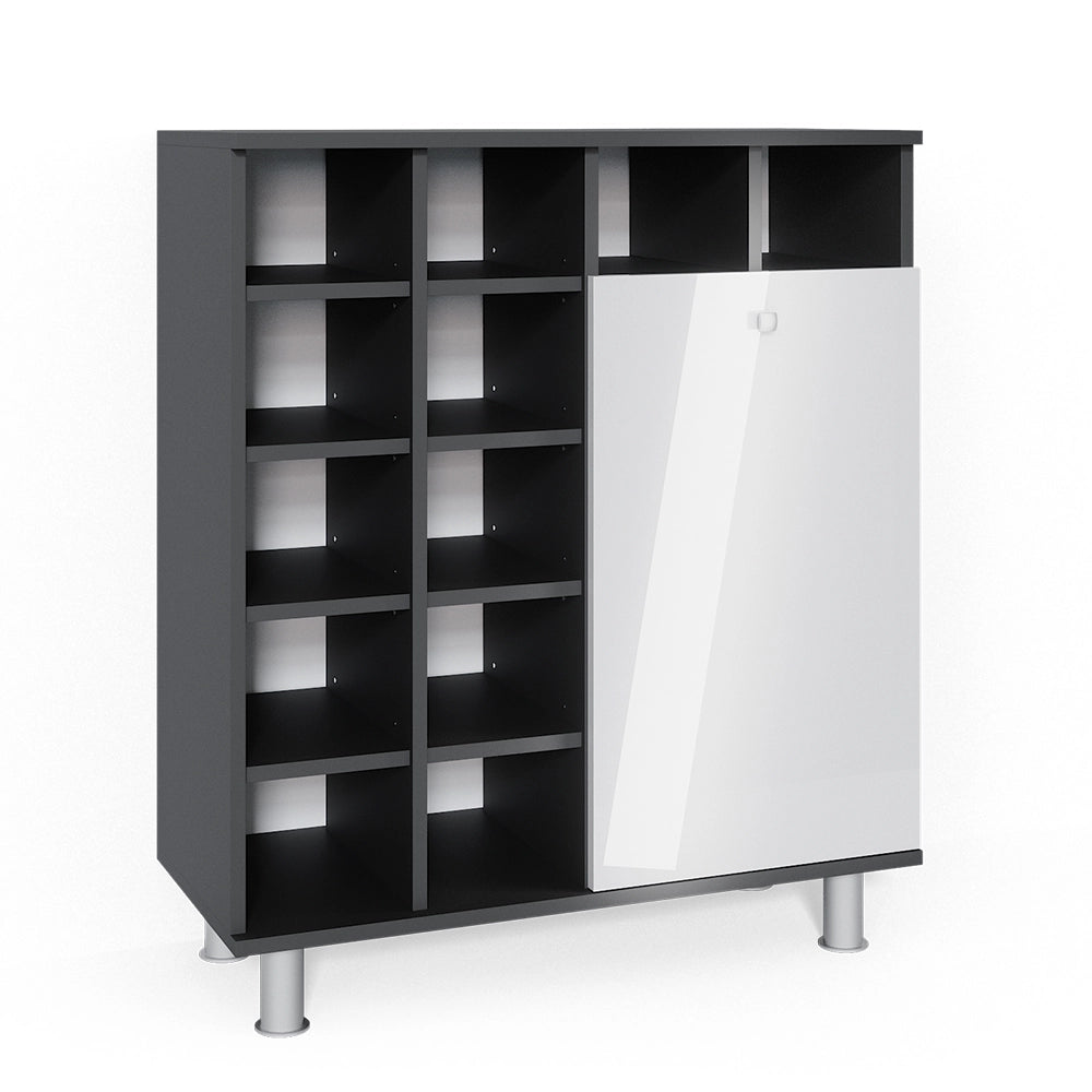 Armadietto da bagno con portabiancheria Fynn Bianco lucido 78.4 x 91.6 cm Vicco