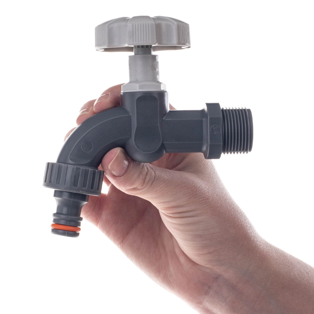 Rubinetto da giardino KADAX 3/4 per serbatoio di acqua piovana con valvola a barilotto.