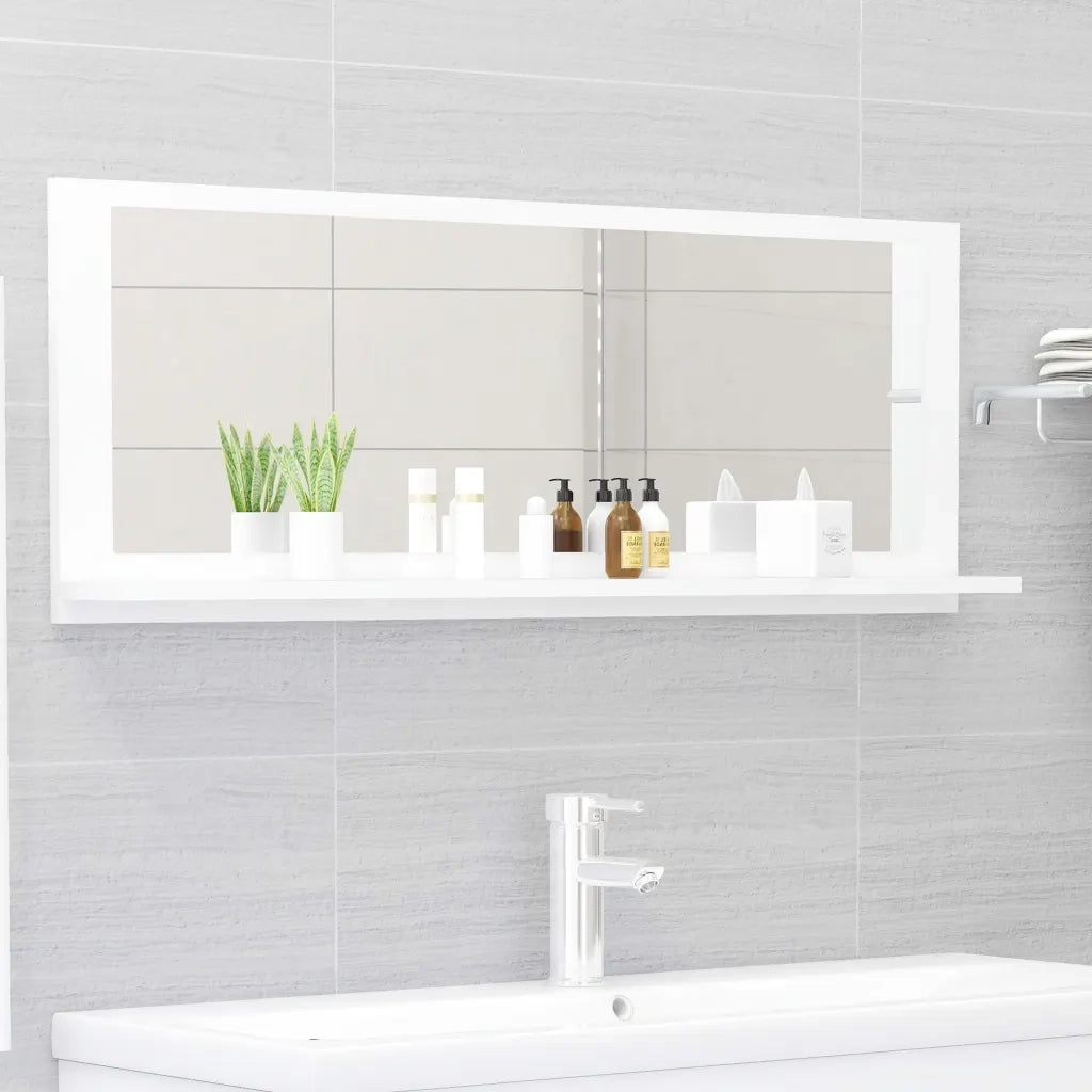 Specchio da Bagno Bianco 100x10,5x37 cm in Legno Multistrato 804589