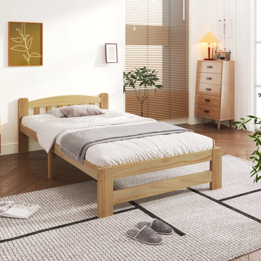 LETTO Singolo 90x200 cm in Legno Massello Naturale