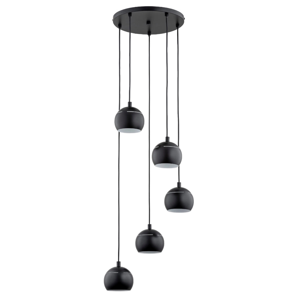 Lampadario Alfa Plus nero tondo Ø40 metallo 5xE14 10W