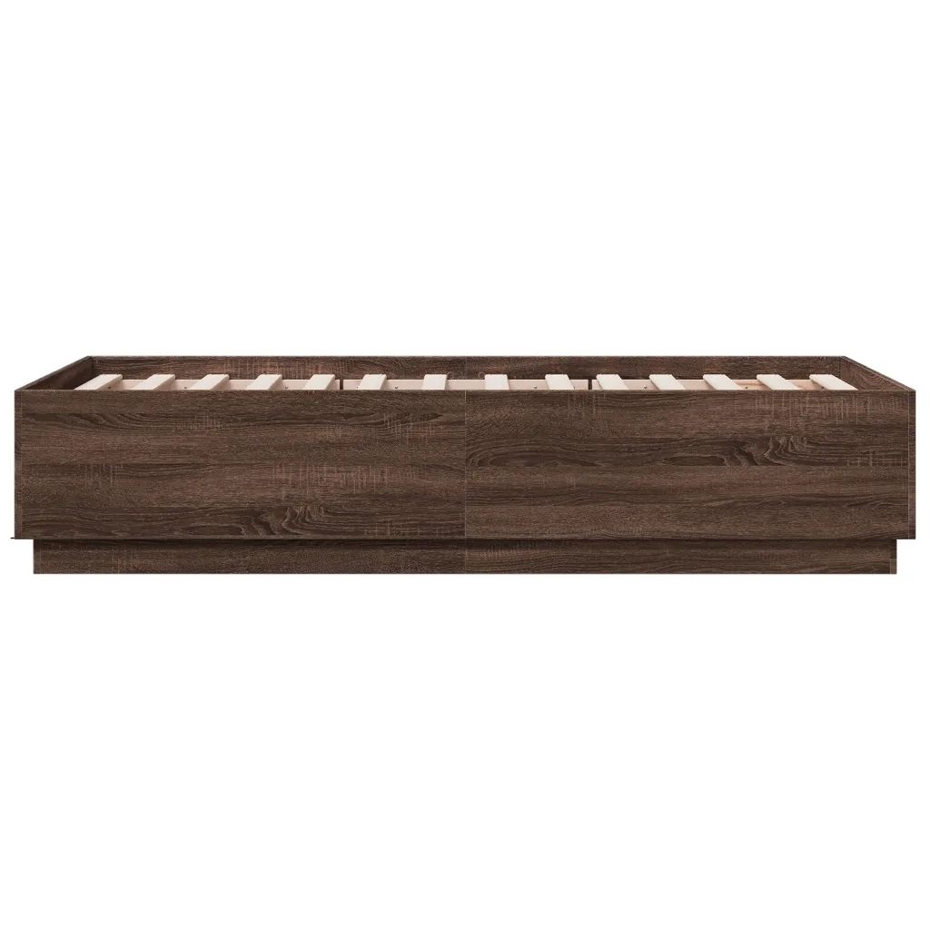 Giroletto Luci LED-Struttura Letto con LED Rovere Marrone 90x190cm in Legno Multistrato 774488