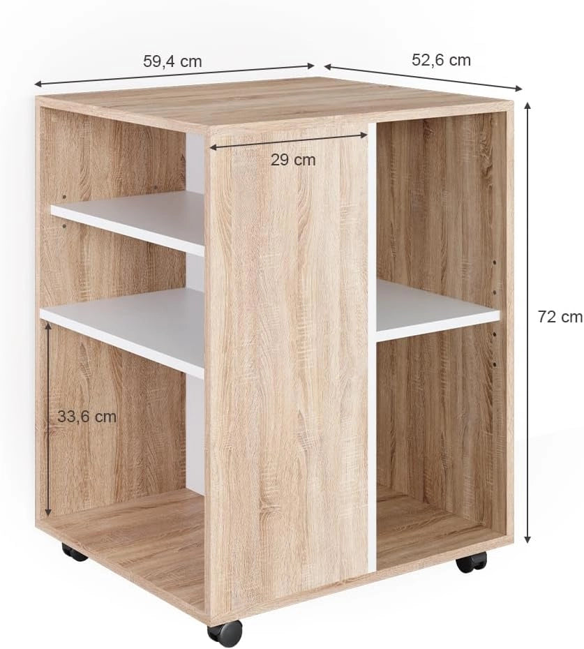 Contenitore per rotoli, Sonoma, 59.4 x 52.6 cm, utilizzabile in modo flessibile con ruote per uso mobile