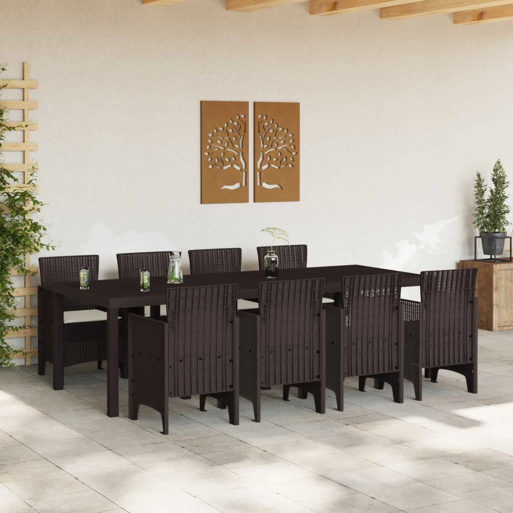 Set da Pranzo per Giardino 9 pcs Marrone Polipropilene