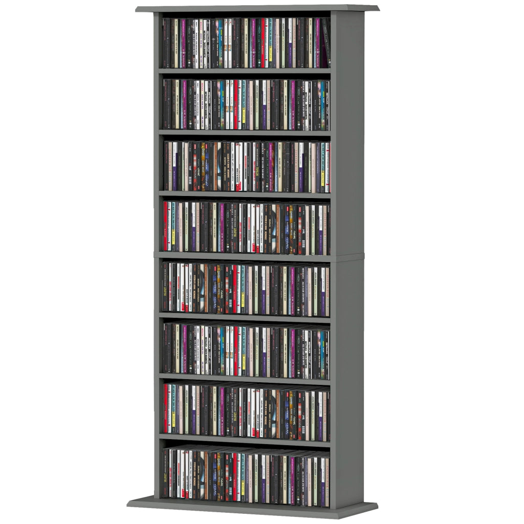 Cassettiera per CD e DVD con 8 compartimenti e 6 ripiani regolabili ¨C zephmum ¨C grigio