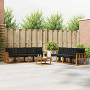 Set di divani da esterno con cuscino 9 pcs Naturale e Nero