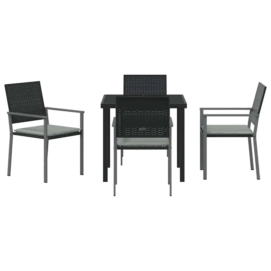 Set da Pranzo per Giardino 5 pcs Nero e Grigio Chiaro