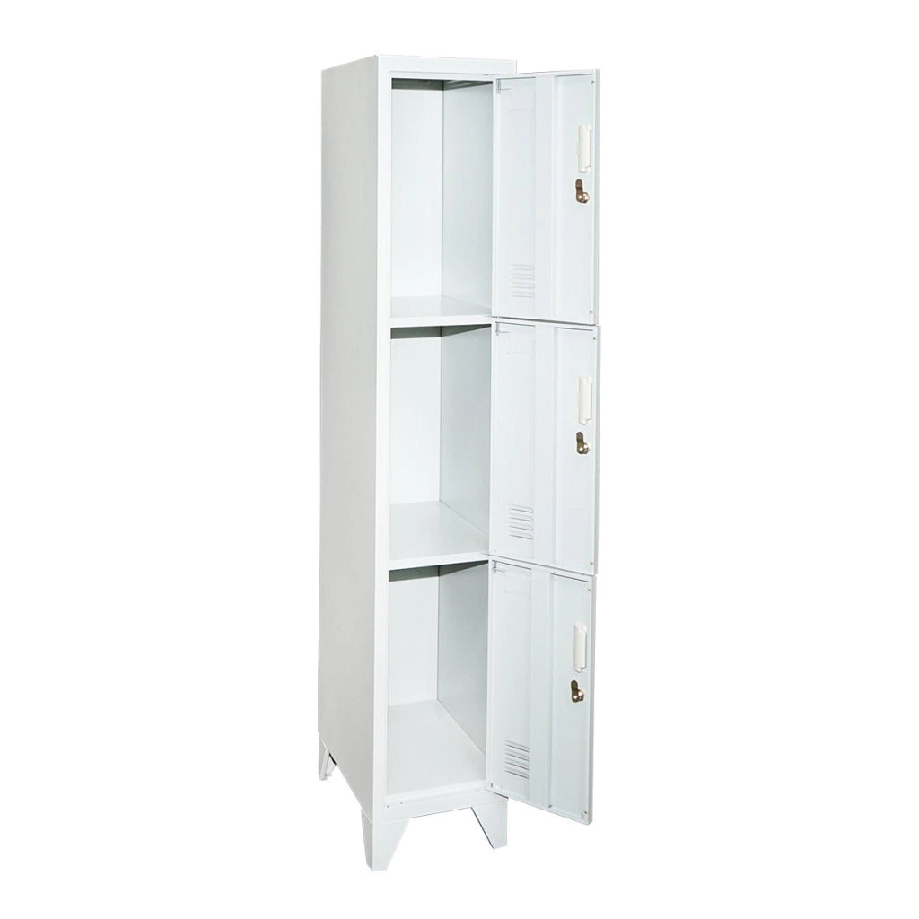 Armadietto metallico tipo spogliatoio – 3 ante, 1700×300×450 mm, grigio Breckner Germany