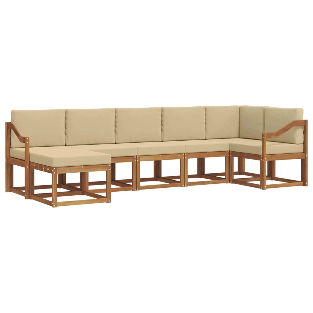 Set di divani da esterno con cuscino 7 pcs Naturale e Beige