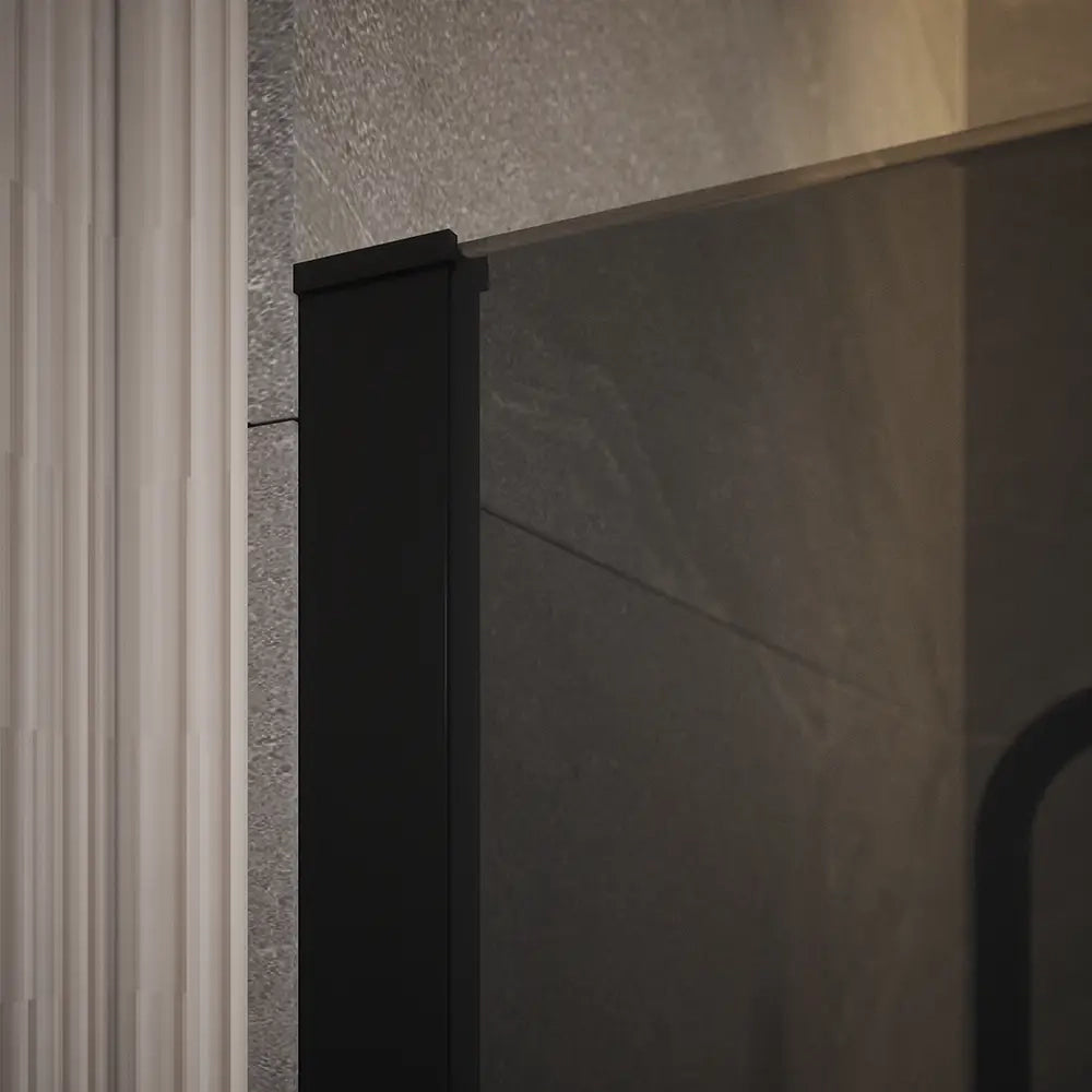 Doccia walk-in 100cm + anta 30cm vetro temperato anticalcare 10mm fumé profili neri | Naxos