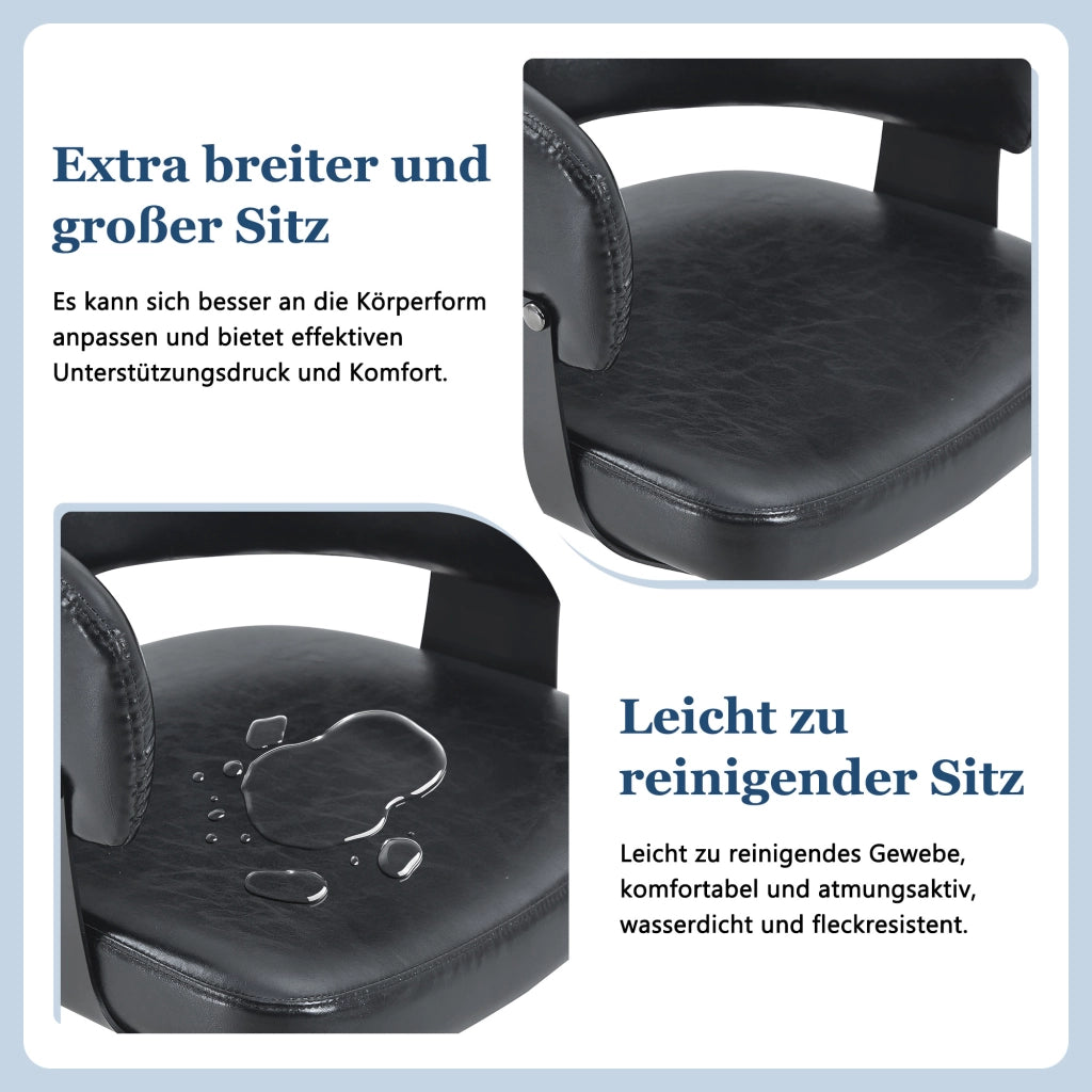 Sedia da Pranzo con Braccioli e Schienale Ergonomico in PU Nero 96 × 59.5 × 40 cm