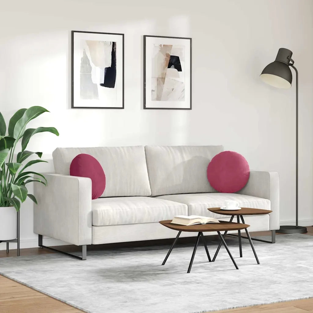 Cuscini per Seduta 2 pcs Rosso Vino Ø 40 x 13 cm Velluto