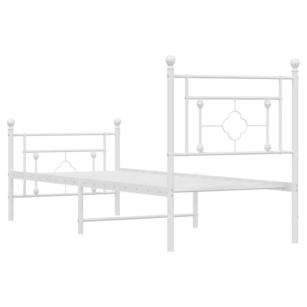Giroletto con Testiera e Pediera Metallo Bianco 80x200 cm 374397