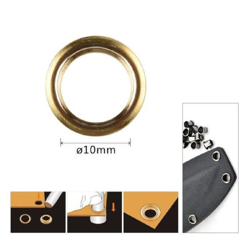 Trade Shop - Kit 50 Pz Occhiello Occhielli Metallici Foro ø10mm In Metallo Dorato Pelle 90925 -