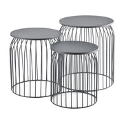 [en.casa] Set di 3 Tavolini d'Appoggio in Varie Altezze Tavolini Bassi da Salotto a Forma di Cestino Gabbia - Grigio Scuro