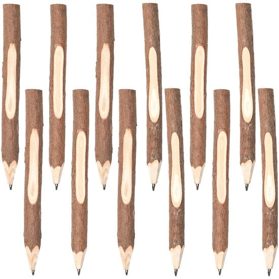 Bastoncini di Grafite in Legno 12 pezzi - Pennelli Personalizzabili - Grafite - Legno Naturale - Adatto ai Bambini - 17 cm - Matita
