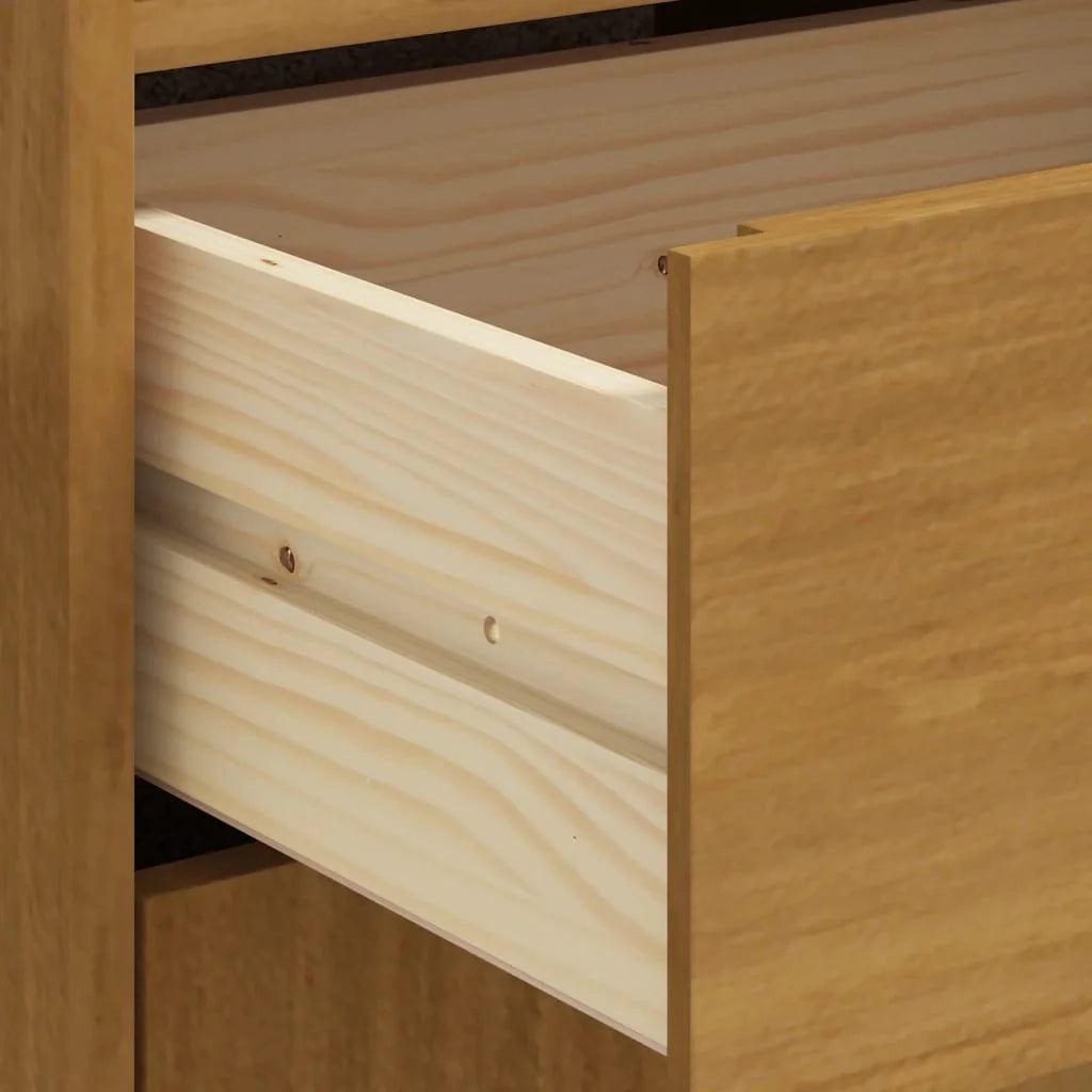 Buffet credenza cassettiera armadio mobile contenitore organizer per cucina soggiorno salotto con anta in vetro FLAm 92 x 40 x 122,5 cm legno di pino massiccio marrone 02_0030105