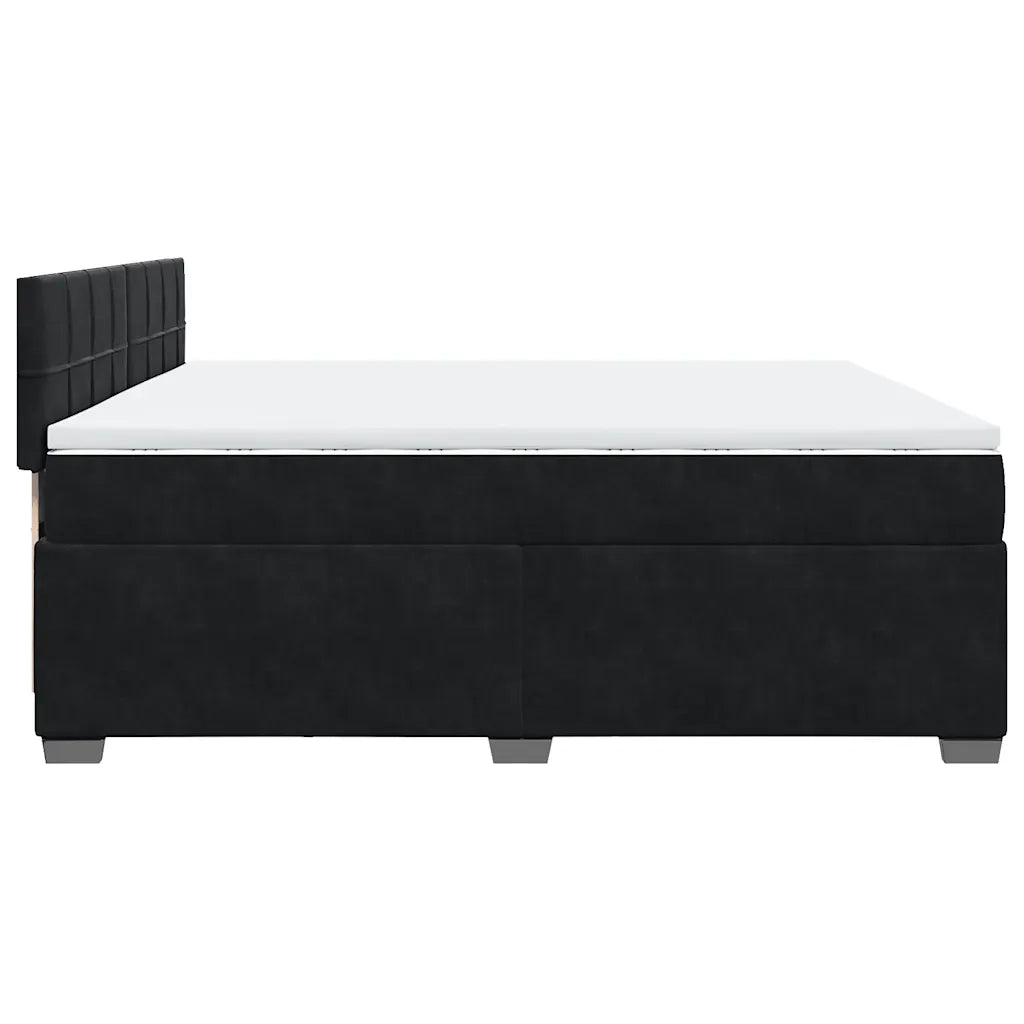 Giroletto a Molle con Materasso Nero 200x200 cm in Velluto 3286404