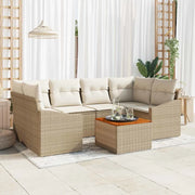 Set Divano da Giardino con cuscino 7 pcs Beige polyrattan