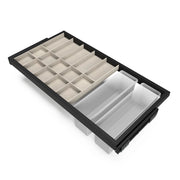 Emuca Kit cassetto organizzatore con vassoio ausiliario e telaio con guide a chiusura morbida per armadio, regolabile, modulo 900mm, Nero testurizzato e grigio pietra