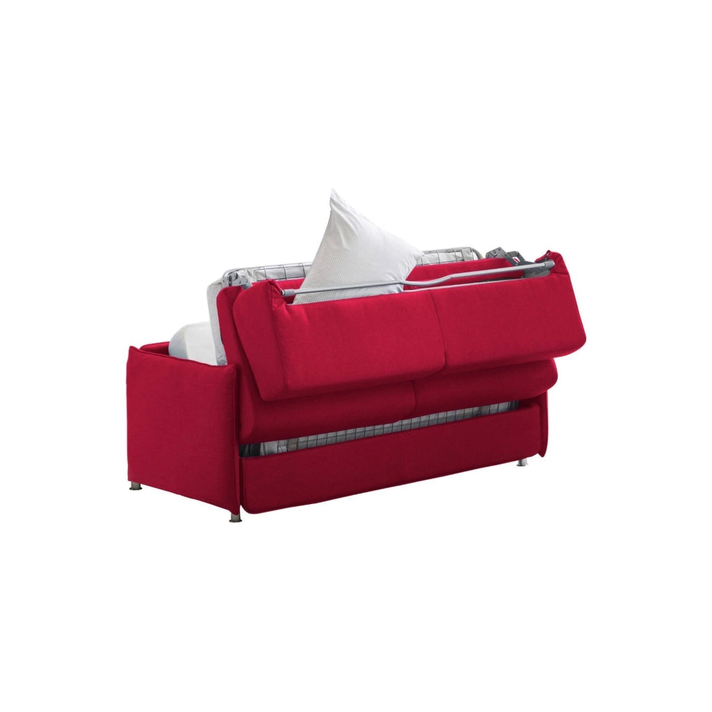 Follina, Divano Letto 2 Posti Sfoderabile Made in Italy, 160x95 cm Rosso