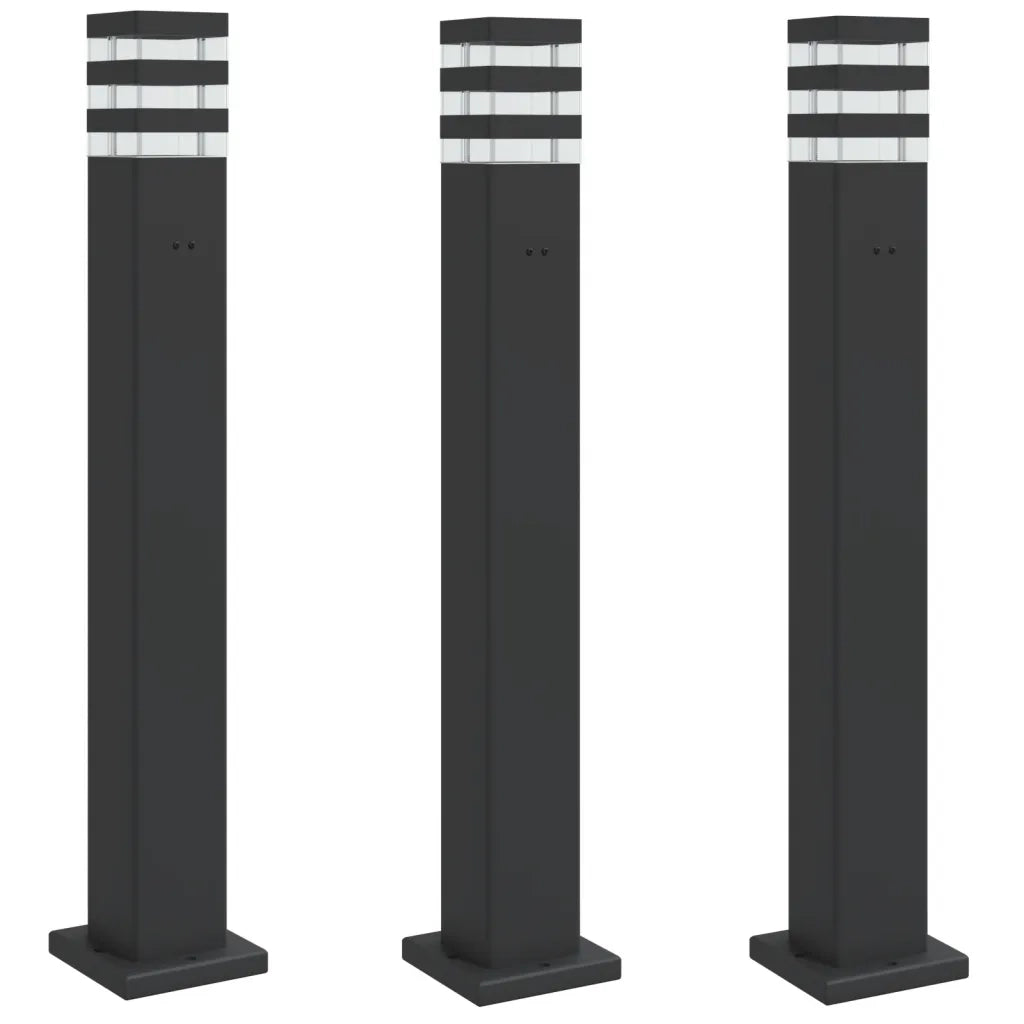 Lampade da Terra per Esterni con Presa 3 pz Nere 80 cm Alluminio CFW8016313
