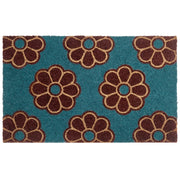 Zerbino in fibra di cocco tappetino blu con fondo in gomma 45 x 75 cm Antiscivolo Decorativo Motivo floreale Zerbino di benvenuto