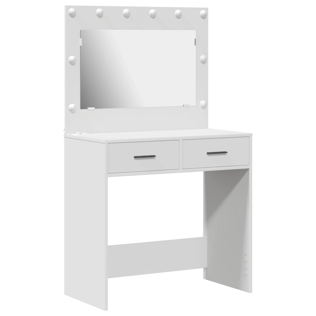 Tavolo da trucco con luci LED - Bianco, 78.5 x 41 x 135 cm