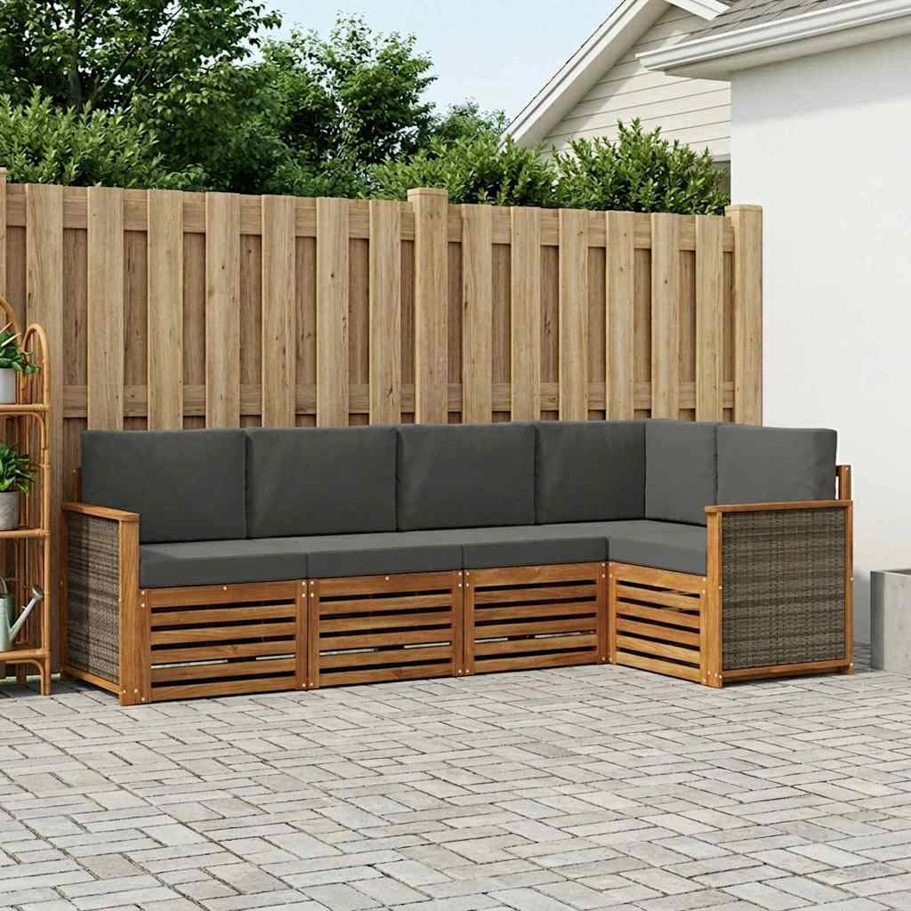 Set di divani da esterno 4 pz Naturale e Antracite 3384348
