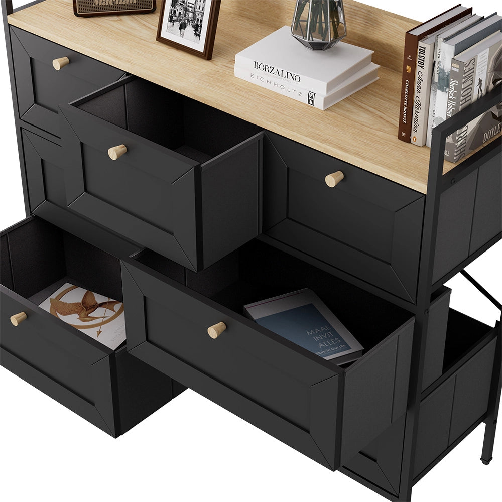 Vicco Tavolino Nero 98 x 85 cm con 7 cassetti