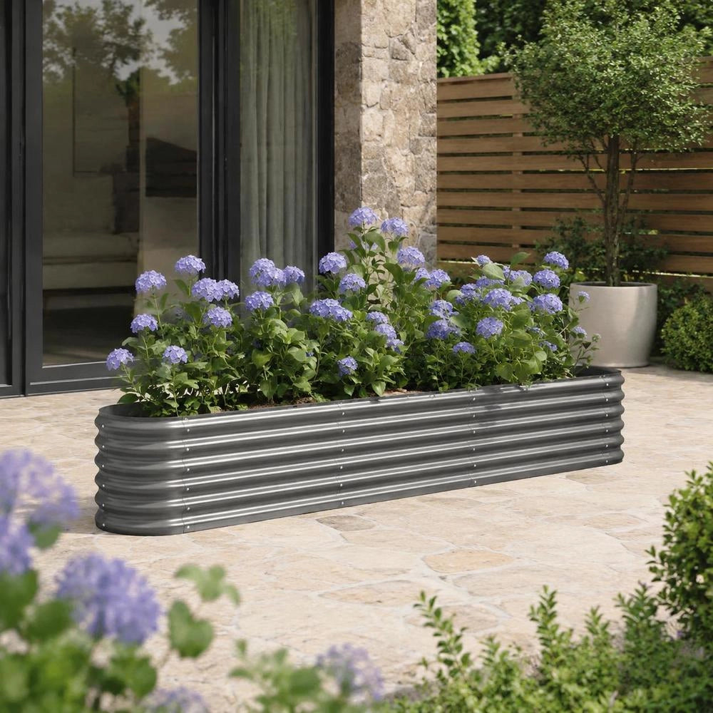 Raised Bed Galvanized Steel 152x40x36 Cm Gray