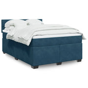 Giroletto a Molle con Materasso Blu Scuro 140x190 cm in Velluto