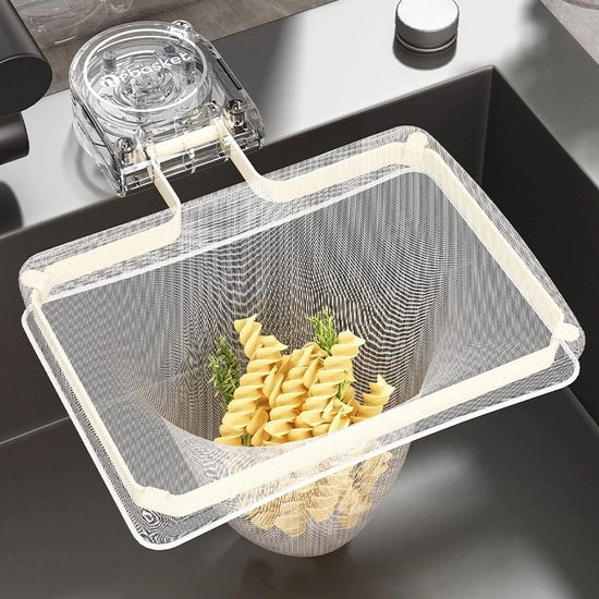 Struttore per Lavello 2-in-1, Lavello Struttore e Raccordo con 100 Sacchi Filtro, per Verdure, Frutta, Cucina, Filtro per Tè