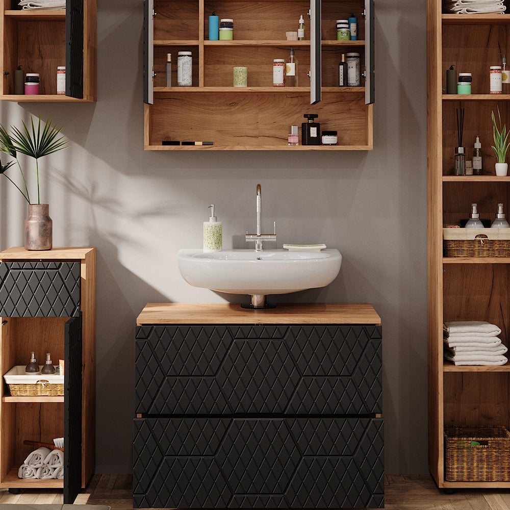 Vicco Set mobili bagno Antracite con struttura a nido d'ape 5 parti
