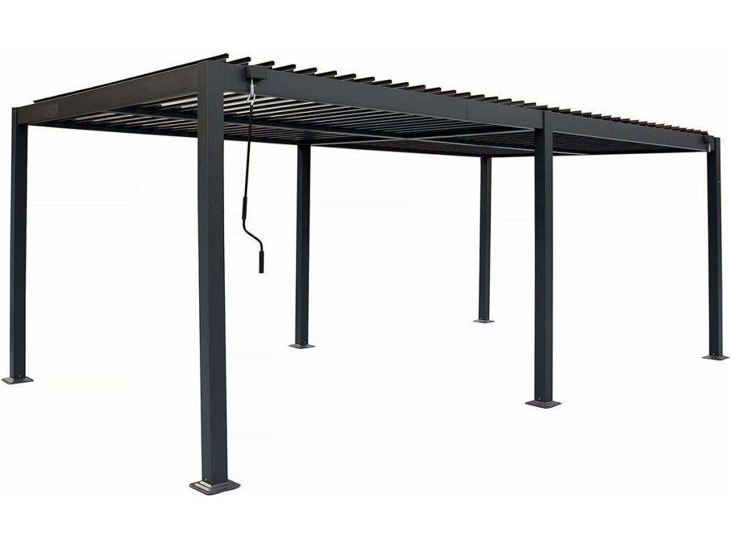 Pergola bioclimatica con tenda in alluminio "Kensington" - 3 x 6 m - Grigio