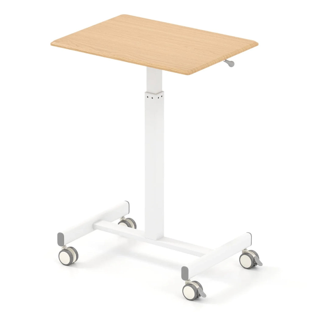 Scrivania ergonomica mobile in piedi 65 x 48 x 74,5-108,5 cm con meccanismo a gas 4 ruote scorrevoli design contemporaneo in MDF naturale 20_0014110