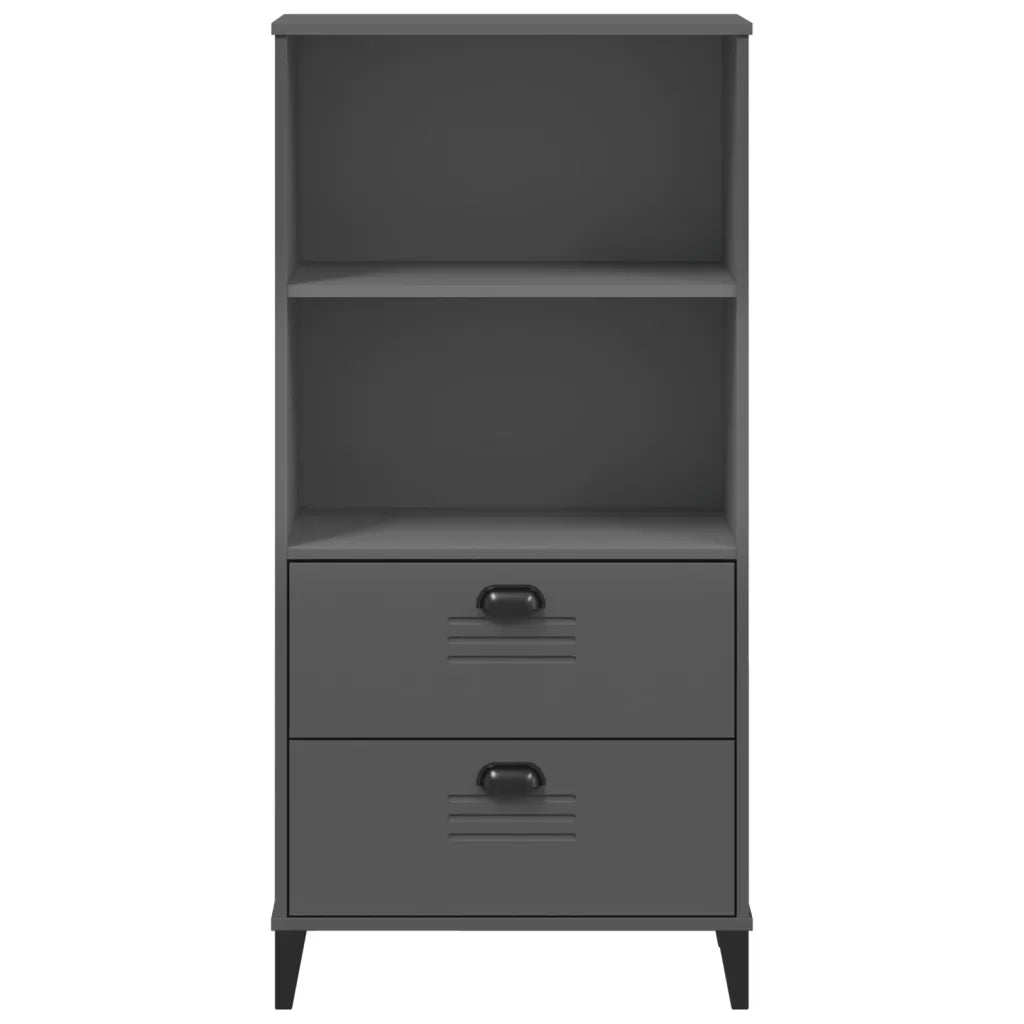 Libreria-Scaffale per Libri-Mobile di Stoccaggio VIKEN Grigio Antracite 60x35x123 cm Legno Multistrato