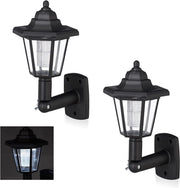 Set di lampada a LED solare da parete nostalgica da 2 - illuminazione esterna risparmiatore di energia impermeabile nero