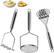 Mangia patate 3 in 1, stamper a mano con manico spesso, in acciaio inossidabile, per patate, avocado e fagioli