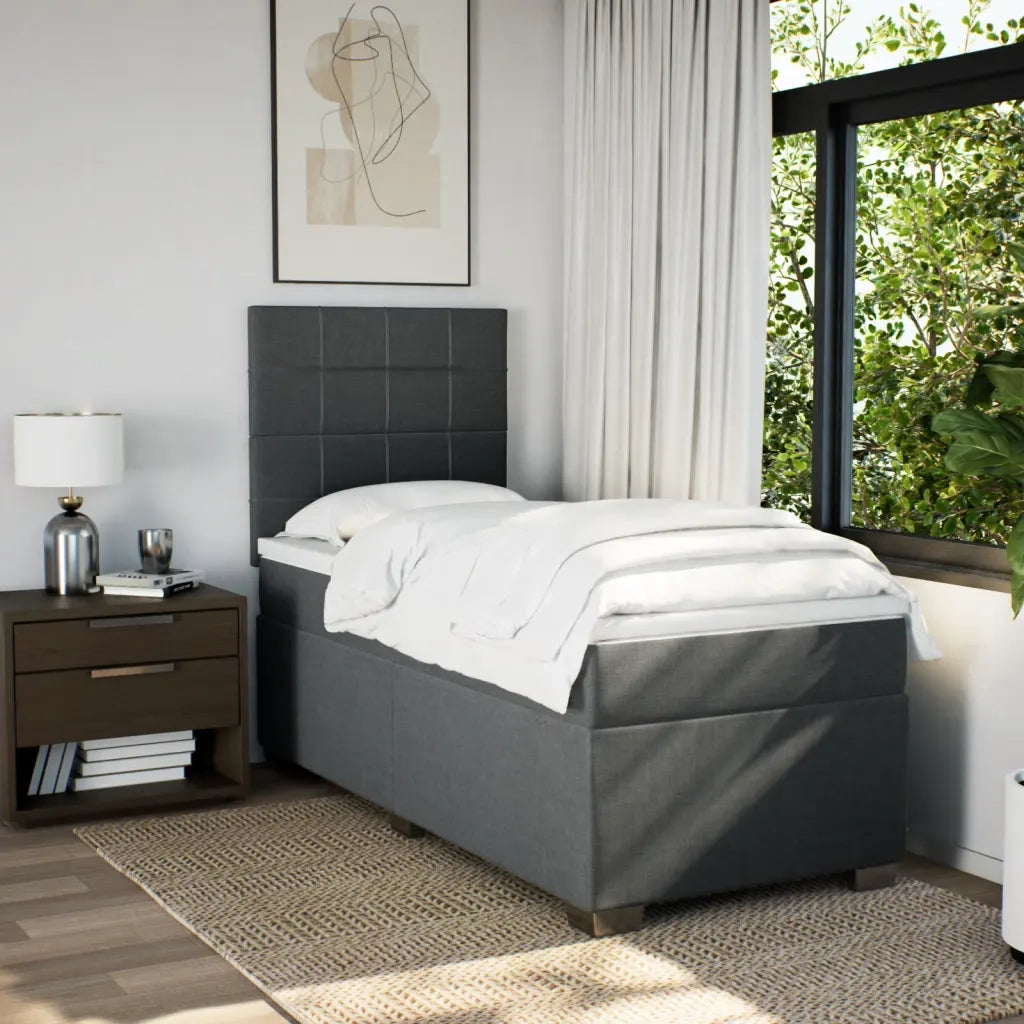 Giroletto a Molle con Materasso Grigio Scuro 90x190 cm Tessuto 3292644