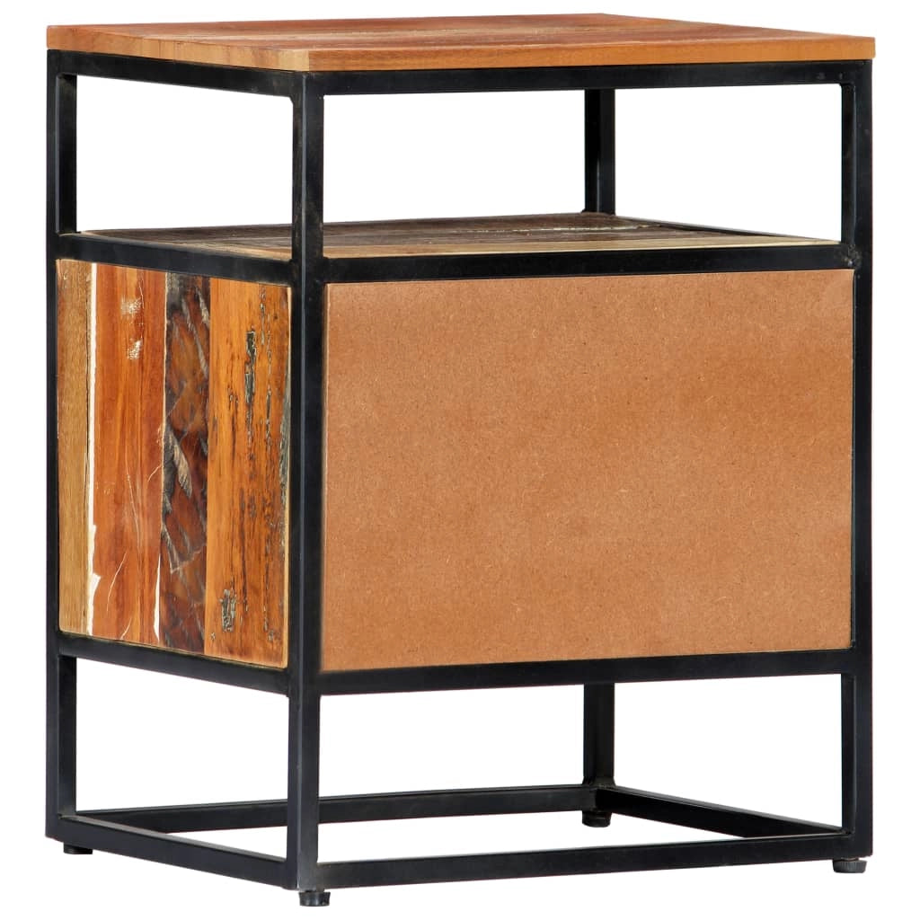Comodino cassettiera mobile da camera da letto 40 x 30 x 50 cm legno di recupero e acciaio 1402037