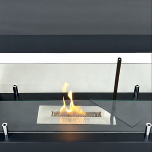 Camino a Bioetanolo da Terra Artico Design Aperto e Vetri Protettivi Serbatoio 850 ml in Acciaio Verniciato Nero