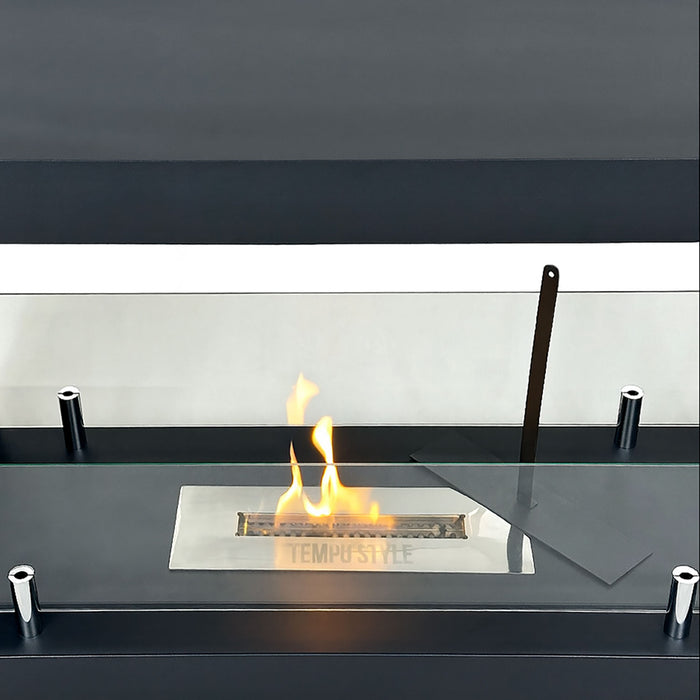 Camino a Bioetanolo da Terra Artico Design Aperto e Vetri Protettivi Serbatoio 850 ml in Acciaio Verniciato Nero