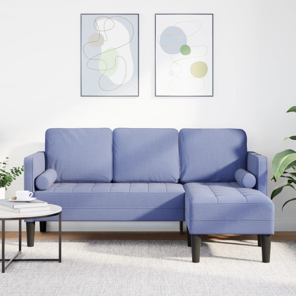 Divano L-Shaped a 3 Posti Blu Jeans 160 cm Tessuto
